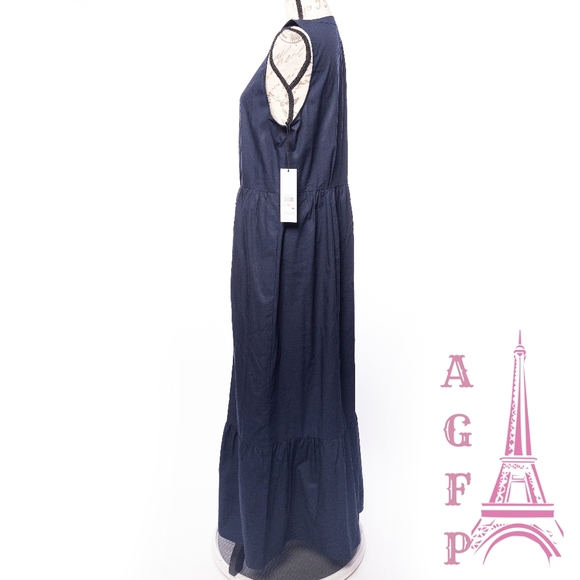 Calvin Klein maxi sleeveless flounce navy dress - Picture 5 of 11